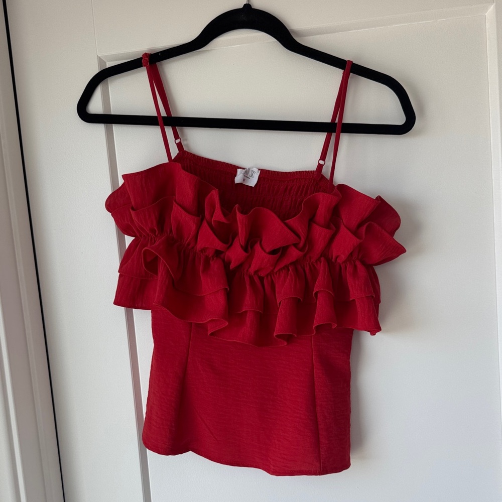 4th of July Red Ruffle Women's Top Medium